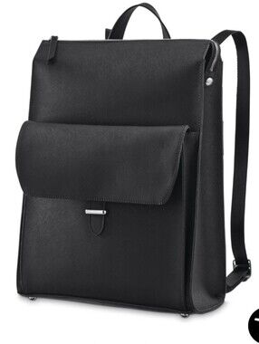 Samsonite Black Saffiano Leather Convertible Laptop Backpack Tote Bag NWOT